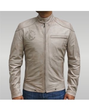 The Lucky Charmer - Men’s Leather Jacket (Beige)