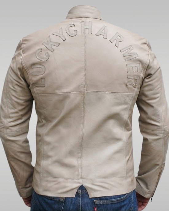 The Lucky Charmer - Men’s Leather Jacket (Beige)