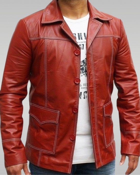 Fight Club - Men's Leather Jacket (Red)