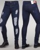 Immense - Men's Super Skinny Ripped Jeans (Dark Blue)