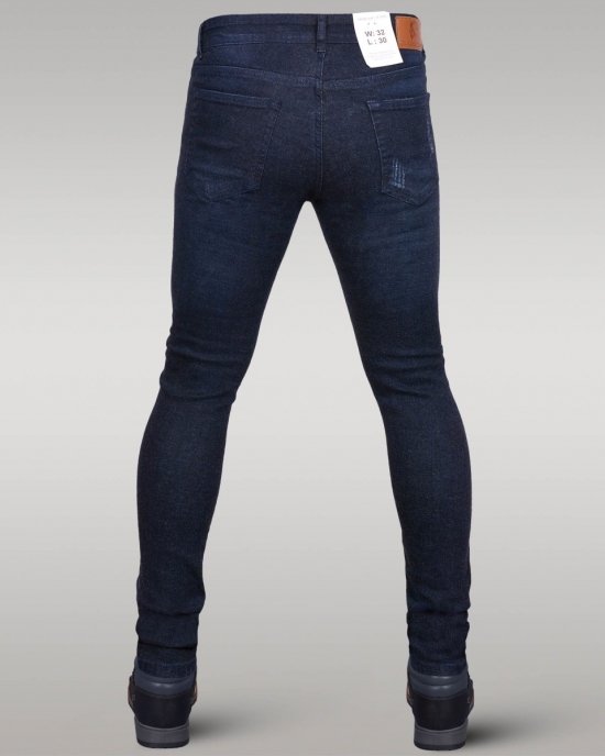 Immense - Men's Super Skinny Ripped Jeans (Dark Blue)