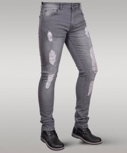 Immense - Men's Super Skinny Ripped Jeans (Grey)