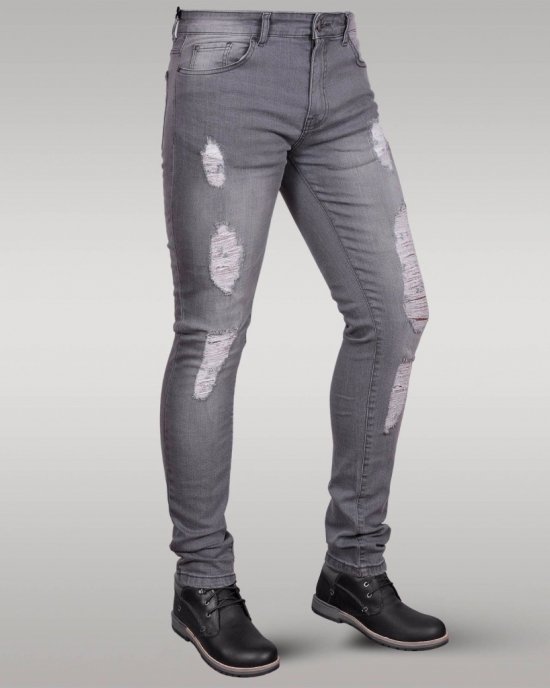 Immense - Men's Super Skinny Ripped Jeans (Grey)