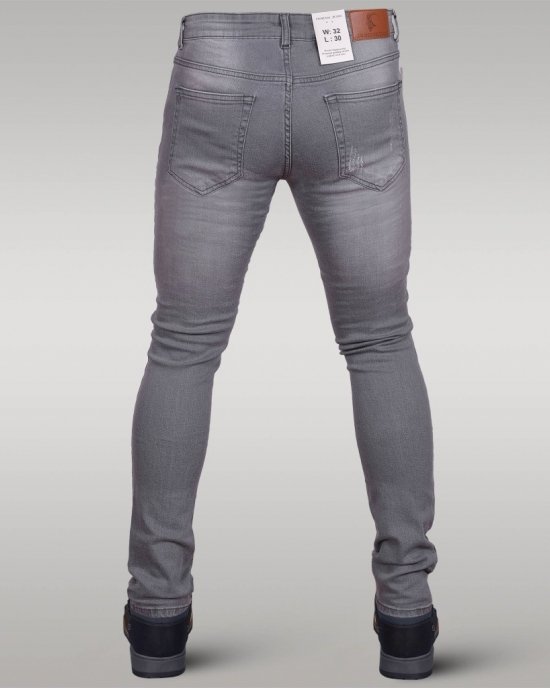 Immense - Men's Super Skinny Ripped Jeans (Grey)