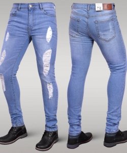 Immense - Men's Super Skinny Ripped Jeans (Iced Blue)